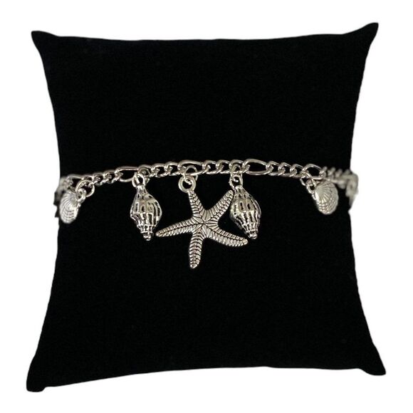 Silver Sea Shells Charming Bracelet Anklet - NEW - Picture 4 of 4